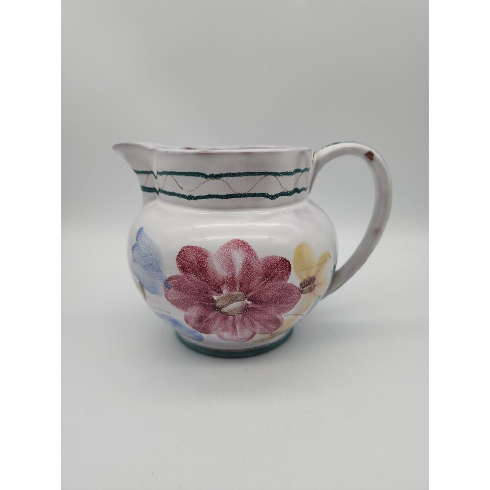 Arabian Hand Painted Pitcher Floral made In Finland 32 oz Marked CY3